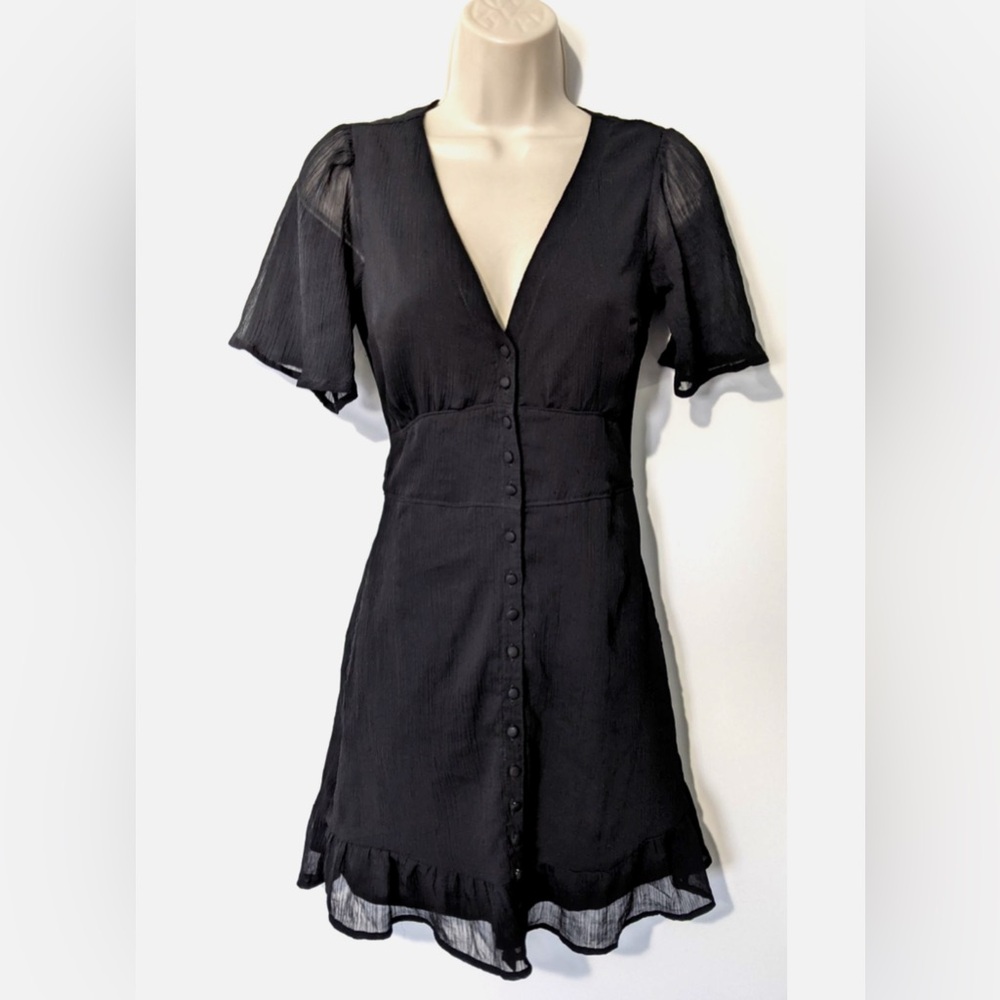 Abercrombie and Fitch black button dress with tie waist